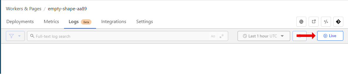 The button indicating where to access realtime logs in Worker Logs